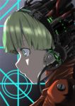  android cable expressionless face green_eyes green_hair highres multicolored_eyes original profile solo wtkbx 