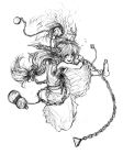  bad_id chain chains gourd horns ibuki_suika kurkoboltsi long_hair monochrome open_mouth sketch skirt sleeveless sleeveless_shirt sleevless_shirt solo touhou traditional_media 