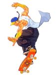  baseball_cap braid bridal_gauntlets capcom chinese_clothes hat kinu_nishimura muscle muscles shoes single_braid skateboard sneakers street_fighter street_fighter_iii vans yun_lee 
