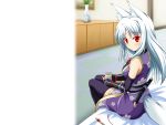  animal_ears bed blush cosplay dog_days drink elbow_gloves foxgirl gloves long_hair necklace photoshop red_eyes tail thigh-highs thighhighs weapon white_hair yukikaze_panettone 