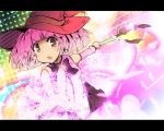  bow drpow foreshortening hat heart letterboxed magic_circle magical_girl mirakurun open_mouth pink_eyes pink_hair short_twintails solo tom_(drpow) twintails wand witch_hat yuru_yuri 