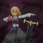  artist_request blonde_hair rumia sword tennenmoe the_embodiment_of_scarlet_devil touhou weapon wings youkai 