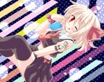  ;q blonde_hair bow hair_ribbon hiiragi_tomoka navel necktie red_eyes ribbon rumia short_hair skirt skull sleeveless sleeveless_shirt tag tanzaku tattoo the_embodiment_of_scarlet_devil thigh-highs thighhighs tongue touhou wink youkai zettai_ryouiki 