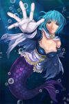  blue_eyes blue_hair gloves magical_girl mahou_shoujo_madoka_magica mermaid miki_sayaka monster_girl outstretched_arm outstretched_hand reaching short_hair solo spoilers tears underwater whistlerx 