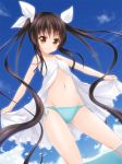  black_hair brown_eyes copyright_request dress gotou_jin long_hair midriff solo twintails wading 