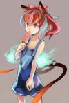  alternate_hairstyle animal_ears cat_ears cat_tail high_ponytail kaenbyou_rin kouko_(thorax) multiple_tails ponytail popsicle red_eyes red_hair redhead skull solo suika_bar tail touhou watermelon_bar 