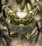  boots dragon&#039;s_crown dragon's_crown dual_wield dual_wielding dwarf dwarf_(dragon&#039;s_crown) dwarf_(dragon's_crown) extreme_muscles facial_hair glowing_eyes hammer helmet itagayui jumping loincloth male manly muscle solo statue tiny_head vanillaware veins warainaku weapon white_hair winged_helmet 