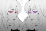  face kisakinomiya_chihaya lips miyanokouji_mizuho monochrome multiple_girls otome_wa_boku_ni_koishiteru pink_eyes purple_eyes s_tanly spot_color violet_eyes 