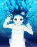  caustic_lighting dress flower hair_flower hair_ornament highres momoiro_oji original solo underwater 