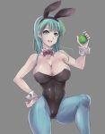  animal_ears bare_shoulders blue_eyes blue_hair blue_legwear breasts bulma bunny_ears bunny_girl bunnysuit cleavage compass cuffs detached_collar dragon_ball dtcy green_eyes green_hair hand_on_hip large_breasts long_hair pantyhose slender_waist thick_thighs thighs wrist_cuffs 