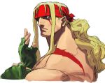  blonde_hair blue_eyes capcom fingerless_gloves gloves headband ikeno_daigo muscle official_art ponytail portrait scar solo street_fighter street_fighter_iii street_fighter_iii:_3rd_strike topless 