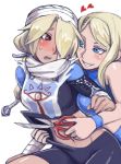  blonde_hair blue_eyes blush goma_tonbi grin long_hair metroid multiple_girls nintendo ocarina_of_time red_eyes reverse_trap samus_aran scissors sheik smile super_smash_bros. the_legend_of_zelda yuri 