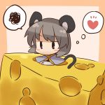  animal_ears blush_stickers cheese chibi food girl_in_food heart in_food minigirl mouse mouse_ears mouse_tail nazrin no_mouth no_nose solo speech_bubble spoken_heart squiggle tail thought_bubble touhou tsundere yamabuki_(yusuraume) 