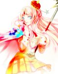  atelier_(series) atelier_meruru cape crown dress lento_(water) long_hair merurulince_rede_arls staff star white_background yellow_dress 