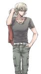  barnaby_brooks_jr belt blonde_hair eikichi_(hp001) glasses green_eyes hand_in_pocket jacket jewelry male necklace red_jacket simple_background solo studded_belt t-shirt tiger_&amp;_bunny white_background 