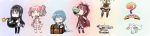  5girls akemi_homura argyle argyle_legwear black_hair blonde_hair blue_hair blush_stickers bomb bottle bow cape chibi drinking gloves hair_bow hairband highres kaname_madoka long_image magical_girl mahou_shoujo_madoka_magica mami_mogu_mogu miki_sayaka multiple_girls ofuda pantyhose pink_eyes pink_hair ponytail redhead sakura_kyouko shaded_face short_hair short_twintails smile soul_gem spring_(object) thigh-highs tomoe_mami treasure_chest twintails violet_eyes wide_image yoplait zettai_ryouiki 