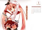  calendar gun hidan_no_aria kanzaki_h_aria school_uniform thighhighs weapon 