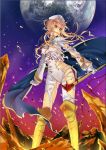  blonde_hair blue_eyes boots earth embers flag gloves hat jewelry kingchenxi long_hair macross macross_frontier macross_frontier:_sayonara_no_tsubasa military military_uniform sheryl_nome single_earring solo standing torn_clothes uniform 