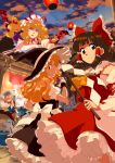  animal_ears bloomers bow child cirno cooking daiyousei evening eyeshadow fan folding_fan food_stand freckles frills fujiawara_no_mokou fujiwara_no_mokou gap gohei hair_bow hair_tubes hakurei_reimu hat head_scarf japanese_clothes kirisame_marisa konpaku_youmu lantern lipstick luna_child makeup miko mitsumoto mitsumoto_jouji multiple_girls mystia_lorelei okamisty outstretched_arms paper_lantern ribbon saigyouji_yuyuko spread_arms star_sapphire touhou wings witch witch_hat wristband yakumo_yukari yatai 