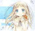  blue_eyes blush flower honma_meiko long_hair ribbon smile solo tsukishio_kanoka 