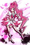  bow cure_blossom hanasaki_tsubomi heartcatch_precure! heartcatch_pretty_cure! long_hair magical_girl pink pink_background pink_eyes pink_hair ponytail precure sakebuotoko skirt solo very_long_hair 