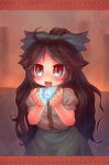  brown_hair egg glowing hair_bow highres long_hair magic_circle open_mouth outstretched_hand red_eyes reiuji_utsuho runes sankuma smile solo touhou 