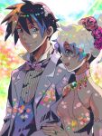  1girl bridal_veil bride colorful couple dress hair_up jewelry kome_(kokomoti) nia_teppelin simon smile tegaki tengen_toppa_gurren_lagann tuxedo veil wedding wedding_dress 