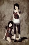  amakura_mio black_hair crimson_butterfly dress fatal_frame fatal_frame_ii japanese_clothes kimono short_hair siblings sisters twins 