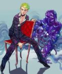  chair chest formal green_eyes jewelry jojo_no_kimyou_na_bouken male necklace pants prosciutto shoes sitting sitting_sideways stand_(jojo) suit the_grateful_dead_(stand) touge36? touge_(kubiwa_tsuki) 