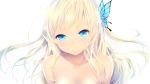  1girl blonde_hair blue_eyes boku_wa_tomodachi_ga_sukunai butterfly_hair_ornament cait hair_ornament kashiwazaki_sena long_hair nude portrait smile solo star 