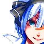  blue_eyes close-up eyelashes face hair_ribbon konpaku_youmu lowres ribbon solo touhou white_hair yuuten 