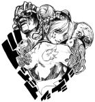  character_request jojo_no_kimyou_na_bouken kujo_jolyne kuujou_jolyne matado monochrome smile stand_(jojo) stone_free string sunglasses tattoo 