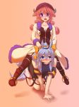  all_fours animal_ears blue_eyes blush bondage dress femdom femsub gijinka hat horns horse_ears horse_tail kemonomimi_mode kuromiya kuzakura_mika long_hair multiple_girls open_mouth original personification pink_hair pony_girl purple_eyes riding silver_hair sitting sitting_on_person souma_ren tail thigh-highs thighhighs violet_eyes 