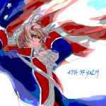  american_flag american_revolution axis_powers_hetalia blonde_hair blue_eyes flag male military military_uniform short_hair star striped tears uniform 
