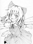  absurdres bow cirno dress face hair_bow highres monochrome open_mouth ribbon short_hair sketch smile solo touhou traditional_media waizu wings 