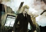  batsu_bo_to_bikan blonde_hair formal glasses male necktie ruins suit tiger_&amp;_bunny 