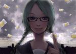  braid glasses green_hair solo suzushiro_sayu twin_braids twintails vocaloid 