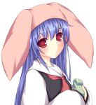 blue_hair blush decarunanshi_mohoro_byoudouin_gachiko_(takesinobu) dekarunanshi_mohoro_byoudouin_gachiko_(takesinobu) hat highres kabata_(mechisan) long_hair looking_at_viewer original red_eyes simple_background solo 