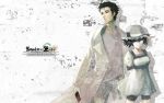  black_hair blue_eyes brown_eyes cellphone hat height_difference male okabe_rintarou pants phone shiina_mayuri short_hair size_difference steins;gate trench_coat 