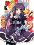  brief_(character) brief_(psg) cake candy chibi doughnut food fork freckles fruit lolita_fashion long_hair macaroon multicolored_hair panty_&amp;_stocking_with_garterbelt panty_(character) panty_(psg) stocking_(character) stocking_(psg) strawberry striped striped_legwear tegaki thighhighs wings 