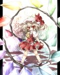  ascot blonde_hair bobby_socks bow child flandre_scarlet frills from_behind gem hat hat_bow highres long_hair red_eyes short_sleeves side_ponytail socks solo standing takatoiyori the_embodiment_of_scarlet_devil touhou turning white_legwear wings wrist_cuffs 