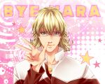  bad_id barnaby_brooks_jr blonde_hair glasses green_eyes jacket jag_moco jewelry male necklace red_jacket solo tiger_&amp;_bunny 
