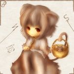  amanojaku animal_ears bad_id blush capelet dowsing_rod dress grey_hair mouse mouse_ears mouse_tail nazrin red_eyes short_hair solo tail touhou 