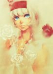  blue_eyes bob_cut bust cis_(tiger_&amp;_bunny) flower hairband rose ru-ru-tia short_hair solo tiger_&amp;_bunny white_hair 