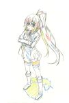  boots color_trace colored_pencil_(medium) crossed_arms from_above highres infinite_stratos knee_boots long_hair ponytail production_art shinonono_houki solo sparkle split_ponytail standing thigh-highs thighhighs traditional_media very_long_hair yatanuko zettai_ryouiki 