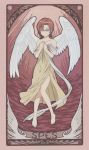  angel_wings barefoot card card_captor_sakura closed_eyes glasses highres kiri_nanami maria_holic screencap wings 