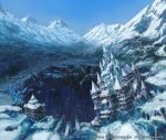  castle cloud house mountain munashichi no_humans original scenery snow 