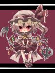  ascot blonde_hair bobby_socks boooo-im chibi flandre_scarlet hat mary_janes red_eyes shoes side_ponytail socks solo the_embodiment_of_scarlet_devil touhou wings wrist_cuffs 