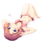  blue_eyes brown_hair haruka_(pokemon) lying natsu_(728) pokemon short_hair swimsuit 