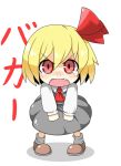  angry ascot blonde_hair blush dress fang hair_ribbon hecchi_(blanch) open_mouth red_eyes ribbon rumia short_hair solo tears the_embodiment_of_scarlet_devil touhou translated youkai 